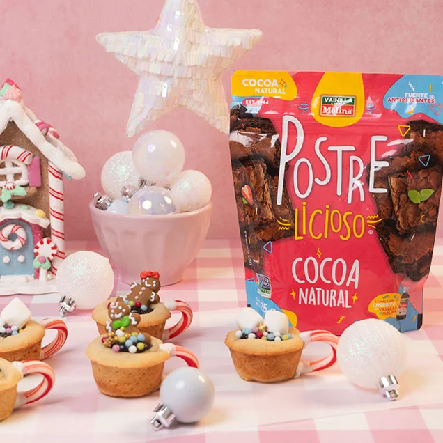 Tacitas navideñas de galleta con relleno de chocolate